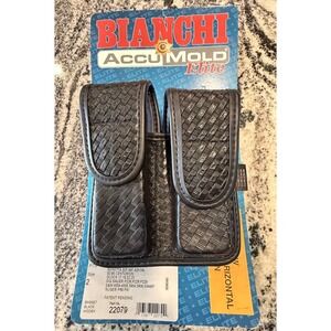 Bianchi AccuMold Elite 7902 Double Mag Pouch Black Basketweave 22079 Size 2